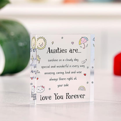 Auntie Gifts - Cute Auntie Birthday Gifts - Elegant Decorative Gifts for Auntie - Beautiful Gifts from Nephew, Niece - Charming Auntie Gift for Mother's Day - Engraved Acrylic Decoration