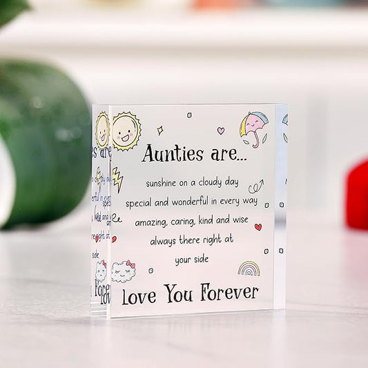Auntie Gifts - Cute Auntie Birthday Gifts - Elegant Decorative Gifts for Auntie - Beautiful Gifts from Nephew, Niece - Charming Auntie Gift for Mother's Day - Engraved Acrylic Decoration