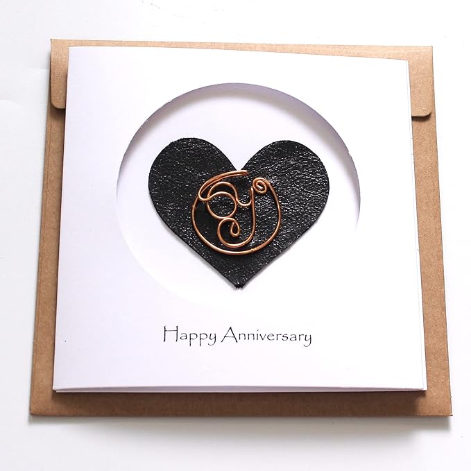 Personalized Initial Copper Card, Copper Initial, Anniversary Card for Her, Couple, Gift for Her (I)