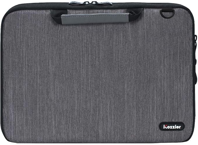 iCozzier 15-15.6 Inch Handle Laptop Briefcase Shoulder Bag Electronic Accessories Organizer Messenger Carrying Case with Shoulder&Luggage Strap - Grey