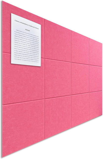 Large Felt Bulletin Board(48" x 36"),Cork Board Alternative,12 Pack Felt Wall Tiles with Safe Removable Adhesive Tabs,Notice Pin Board/Message Board/Vision Board for Office, School & Home