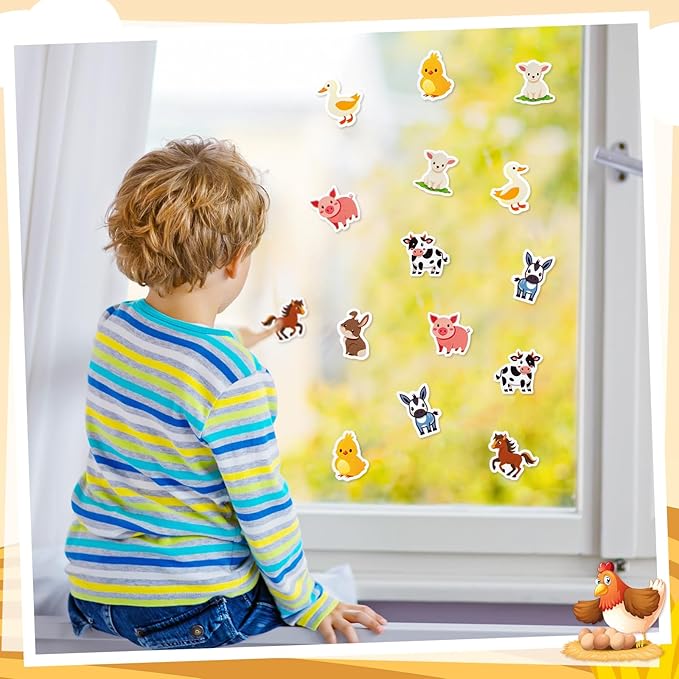 1 Roll Animal Stickers Reward Cute Space Stickers Office Supplies Incentives Sticker Animal Party Favor Decal, 500 Pcs Each Roll(Cute Farm Animal)
