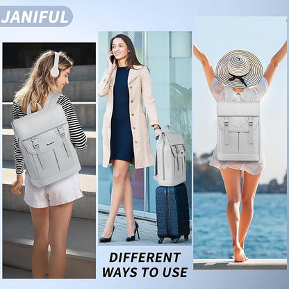 Laptop Backpack for Women, 15.6 Inch Expandable Wide Open Work Travel Backpack for Teacher Doctor, Airplane Approved College Bookbag,Anti Theft Water Resistant Daily Office Business Bag for Men