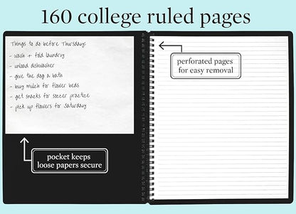 Steel Mill & Co Cute Large Spiral Notebook College Ruled, 11" x 9.5" with Durable Hardcover and 160 Lined Pages, Leopard