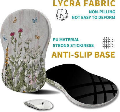 Hokafenle Ergonomic Mouse Pad Wrist Support, Wrist Rest Mousepad for Carpal Tunnel Pain Relief with Integrated Memory Foam Slope Massage Bulge (11.8x7.9 inch,Garden Flowers