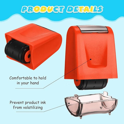 Sherr 2 Handwriting Line Stamp Roller Dashed Handwriting Lines Practice Roller Stamp for Kids, Teachers Kindergarten Education Classroom Back to School Need(2.72 x 2.44 x 1.54 Inch,Orange)