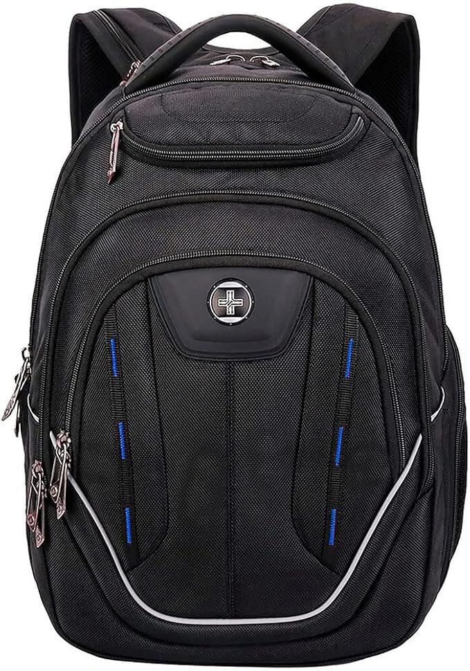 Swissdigital Design TSA-Friendly Large Backpack, Business Laptop Backpack for Men with USB Charging Port/RFID Protection (TERABYTE J16BT-1) One Nation One World