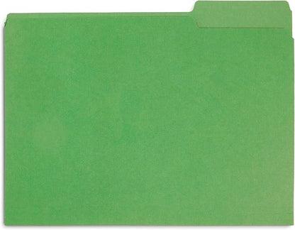 Blue Summit File Folders, Letter Size, 1/3 Tab, Green, Great for Organizing and Easy File Storage, 200 Per Box