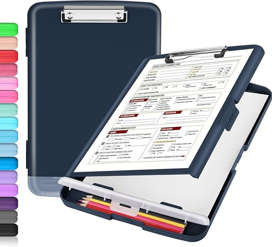 Sooez Clipboard with Storage, High Capacity Nursing Clip Board 8.5 x 11 with Pen Holder & Low Profile Clip, Plastic Clipboards Case Box, Teacher Must Haves School Office Supplies, Letter Size/ A4