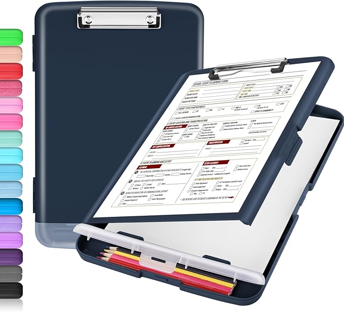 Sooez Clipboard with Storage, High Capacity Nursing Clipboard with Pen Holder, Heavy Duty Plastic Clipboard, Teacher Must Haves School Office Supplies