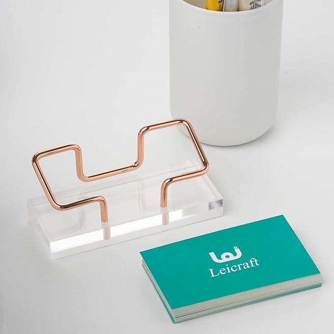 Business Card Holder for Desk, Modern Card Organizers and Office Desk Accessories for Men and Women (Golden)