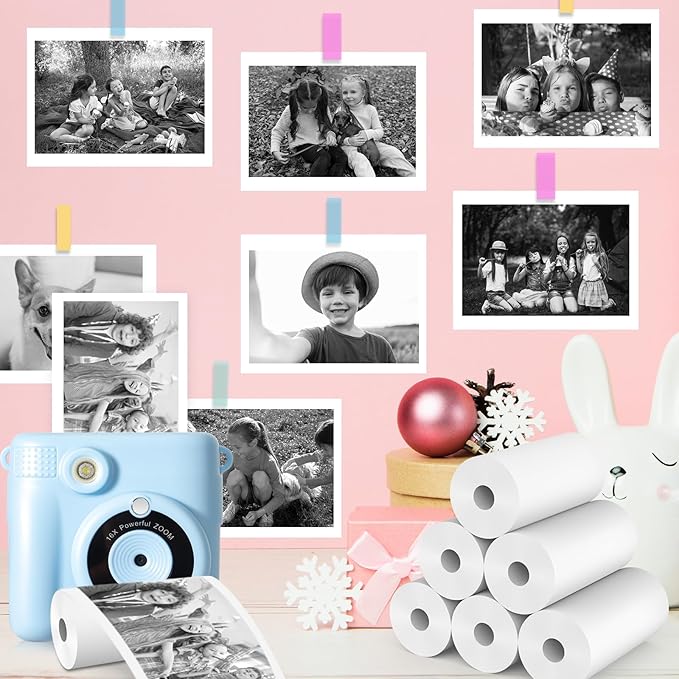 6 Rolls Kids Camera Instant Print Refill Paper Set, Phetium HD Printing Thermal Paper for Most Kids Instant Camera Photo Print (2*Pink, 2*Blue, 2*Yellow)