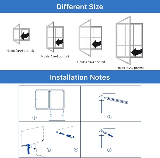 SWANCROWN Pins Bulletin Board Enclosed Wall-Mounted Secure Display Board for Notice Message with Door and Keys,38x28inches(9xA4)