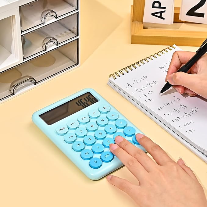 Calculators Desktop, 12 Digit Basic Calculator with Big Buttons, Sensitive Gradient Desk Calculator Large LCD Display for Office Accessories (Blue)