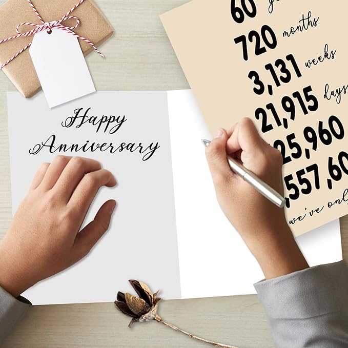 YiKaLus Large 60th Anniversary Card Gift for Parents, Vintage 60 Years Marriage Aday Gift Ideas for Women Men, Naughty 60 Anniversary Decorations for Husband Wife