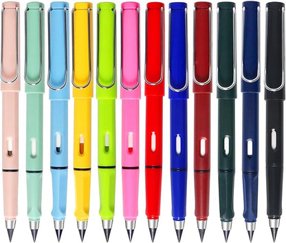 12Pack Forever Pencils for Kids Writing, Infinity Pencil Cute Inkless Everlasting Pencil with Eraser for Sketching (Black)
