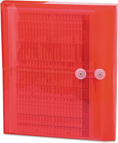 Smead Poly Envelope, 1-1/4" Expansion, String-Tie Closure, Side Load, Letter Size, Red, 5 per Pack (89527)