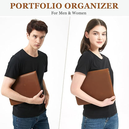 Full Grain Leather Portfolio Binder, Leather Padfolio Business Resume Legal Pad Notebook Binder for A4/Pad, Leather Folio Leather Folder, Writing Pad for Business School Office