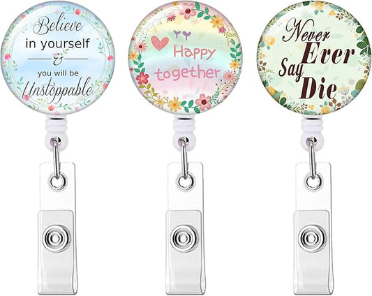 Retractable ID Badge Holder Nurse Badge Reels with Clip Name Card Holders for Office Worker Doctor Nurse (Multicoloured-C)