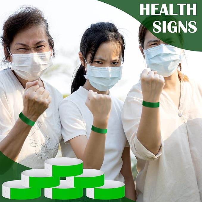 600 Packs Paper Wristbands for Events Neon Party Wristbands Colored Waterproof Paper Club Arm Bands Lightweight Identification for Concert Bar Entrance Admission(Green)