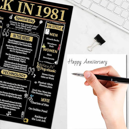 Joycard 44th Anniversary Card for Women Men, Gold Wedding Card for Wife Husband, Sweet Marriage Decorations Gifts for Couple, Perfect for Her Him on Anniversary Day, Back in 1981