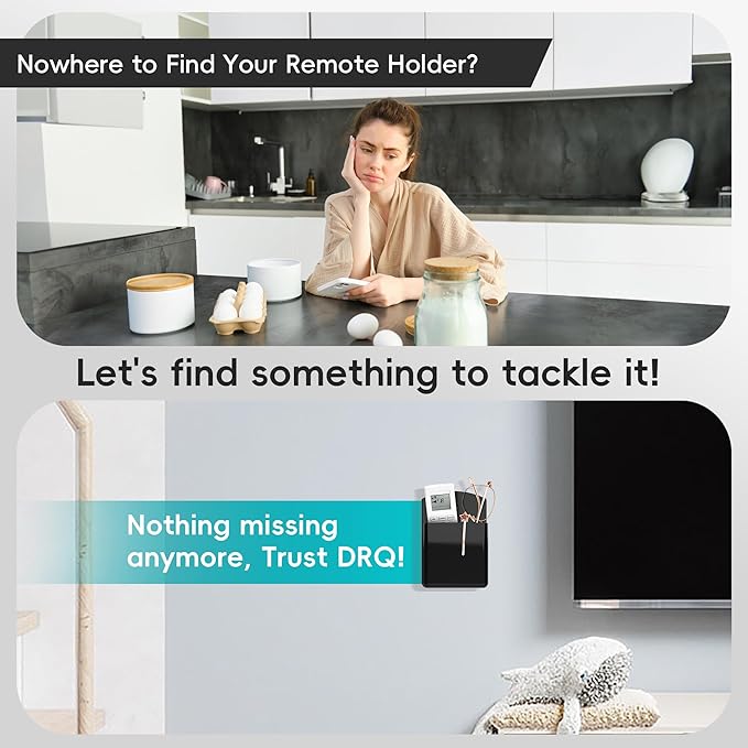 DRQ 2pc Adhesive Remote Control Holder, Wall Mount TV Controller Holder, TV Remote Organizer, Wall Pen Holder Desk Accessories Storage for Home Office School, Black