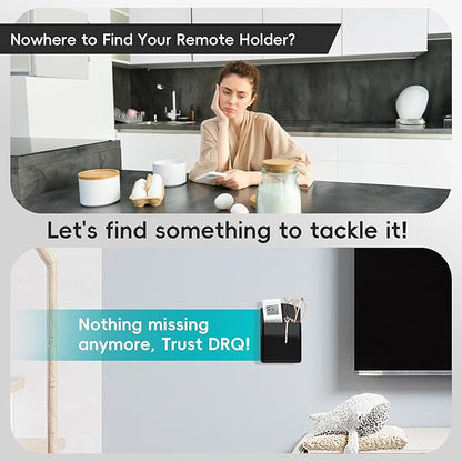 DRQ 2pc Adhesive Remote Control Holder, Wall Mount TV Controller Holder, TV Remote Organizer, Wall Pen Holder Desk Accessories Storage for Home Office School, Black