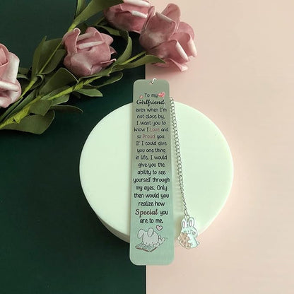 Girlfriend Bookmarks Birthday Gift Woman Christmas Encourage Bookmark Valentines Day Distance Miss You Rabbit Present Appreciate Engagement Love Reminder Keepsakes Sweet I Love Proud of You for Her