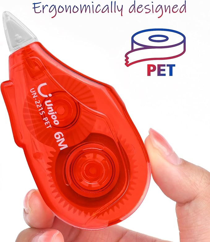 White Correction Tape, Easy To Use Applicator for Instant Corrections Wrong Writing At Any Time, For school, Office (6M/256" x 0.2",3 colors,12pack)