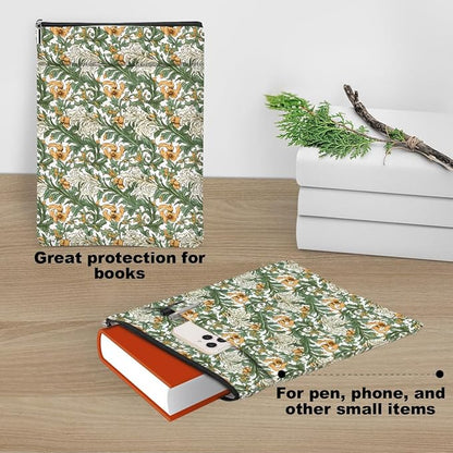 Botanical Book Sleeve, Classic Flower Book Covers for Paperbacks, Floral Book Pouch Book Protector, Book Lovers Gifts for Women Girls Aunt, Book Accessories Book Club Gifts Christmas Birthday Gifts