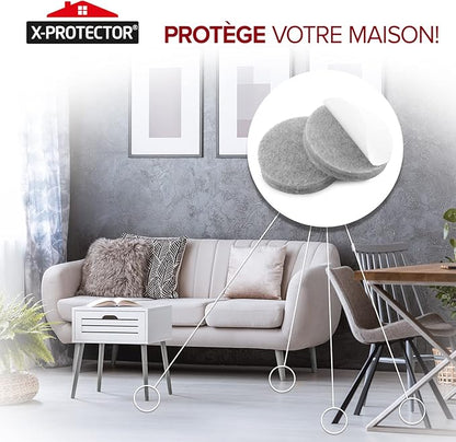 Felt Furniture Pads X-PROTECTOR - 48 Premium Felt Pads Floor Protector - Chair Felts Pads for Furniture Feet Wood Floors - Best Furniture Pads for Hardwood Floors - Protect Your Hard Floors! (Grey)
