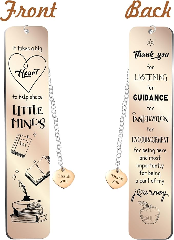 Teacher Gifts for Women, Teacher Appreciation Gifts, Thank You Teacher Bookmark from Student, Coworker, Teacher Retirement Gift, Teacher Gifts Idea Presents, Teacher Bookmark Stainless Steel