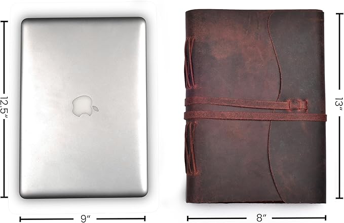 LEATHER VILLAGE Leather Bound Journal - Fuchsia, 13"X8", 220 Pages - Vintage Blank Paper Diary for Writing, Drawing, Sketchbook, and Travel Notebook - Ideal for Women and Men