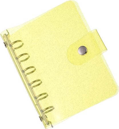 PATIKIL A7 Clear Binder Cover, Soft PVC Bling Loose Leaf Binder Protector Refillable Notebook Shell with Snap Button Closure for DIY Meeting Notebook Folder, Yellow