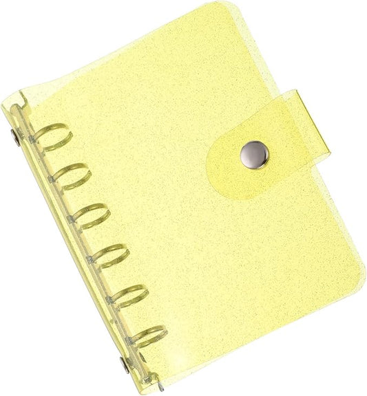 PATIKIL A7 Clear Binder Cover, Soft PVC Bling Loose Leaf Binder Protector Refillable Notebook Shell with Snap Button Closure for DIY Meeting Notebook Folder, Yellow