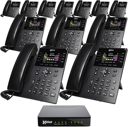 XBLUE QB1 System Bundle with 12 IP8g IP Phones Including Auto Attendant, Voicemail, Cell & Remote Phone Extensions & Call Recording