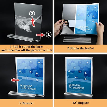 Acrylic Sign Holder 5x7,6 Pack Clear Plastic Table Display Vertical Double-Sided Desktop Display Stand Paper Holder Clear Table Sign Holder for Menu ad Frame Suitable Restaurants Meeting Office Store