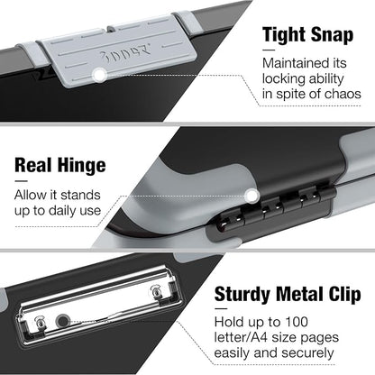 Sooez Toughest Clipboard with Storage, Internal Pen Pouch Included, Letter/ A4 Size, Shockproof Heavy Duty Plastic Clip Boards 8.5x11”, High Capacity Clipboards Box Case for Contractor Trucker Driver