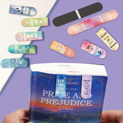 Magnetic Bookmarks, Kaluofan 15PCS Inspirational Bookmarks, Bookmarks for Women, Bookmarks for Kids, Double Sided Magnet Book Markers Page Clip for Students Teachers Reading Supplies