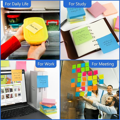 Sticky Notes,10 Pads,3x3 Inches, Colorful Self-Stick Notes Pads, Office Supplies,Perfect for Office, Study, and Daily Life Organization,100 Sheets/pad