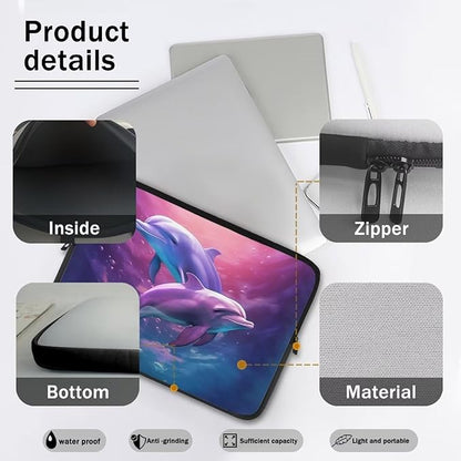 Dolphin Laptop Protective Sleeve for Women Men 13 inch Laptop Covers with Large Capacity Lap Top Case Lightweight Computer Sleeve Bag Suitable Gifts for Holidays Tablet Bag Purple