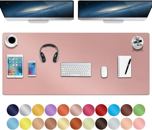 Boutilon Leather Desk Pad 47"x 24" Non-Slip Mouse Pad,Business Desk Pad,Extended Table Protector for Keyboard and Mouse,Desk Writing Pad for Office Home Working Decor (XXXL-Pink)