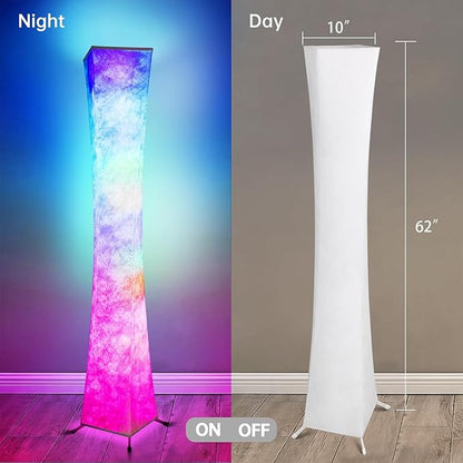 Floor Lamp, Smart Led Lamp RGB Color Changing with APP & Remote Control, DIY Mode, Music Sync Standing Modern Corner Lamp for Living Room Bedroom Game (Square, 62 inch)