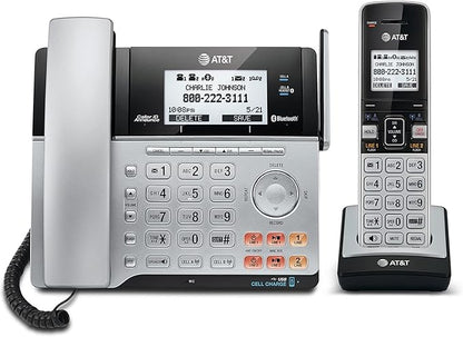 AT&T TL86103 2-Line Corded/Cordless for Small Business with Answering Machine, 2-Mailboxes, Connect-to-Cell, Caller ID Announcer, Intercom, Line-Power, Long Range & Expandable to 12 Handsets