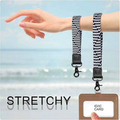 Fishent Stretchy Wristlet Keychain,Braided Cute Wrist Lanyards for Keys, Key Chain Holder for Women Men, Wrist Strap Keychain for Car Keys Phone Camera Wallet ID Badges Card (Zebra)