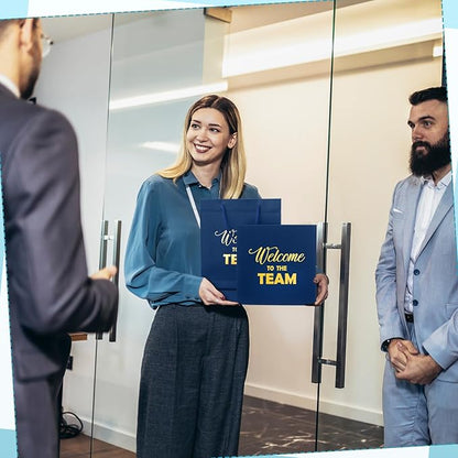 SaieGlossy New Employee Welcome to The Team Gift Sets Notebook and Pen Welcome to The Team Box Employee Appreciation Gift Sets for New Office Worker(Blue)