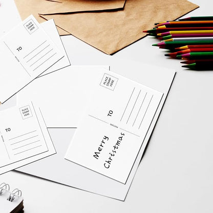 50 Pack Blank Postcard for Mailing, 4x6 Thick 14pt Mailable Post Cards Set for DIY Greeting Cards Thank You Card and More (White)