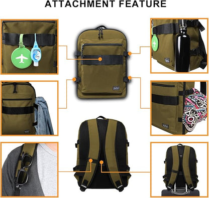 Travel Backpack 17L Lightweight Casual Small Carry-on Daypack 15-inch Laptop Notebook, Underseat Overnight Weekender, Khaki