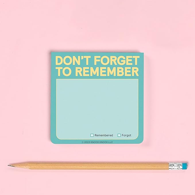 1-Count Knock Knock Don't Forget to Remember Sticky Note Pad, to Do List Notes, 3 x 3-Inches, 100 Sheets Each (Pack of 2)