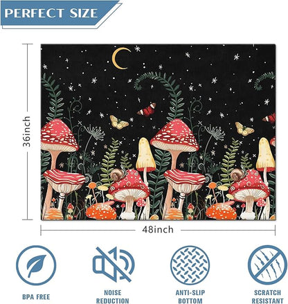 Office Chair Mat for Hardwood Floor Mushroom 36"x48" Computer Gaming Chair Mat Anti-Slip Office Rugs Floor Protector for Rolling Chairs Under Desk Rug for Home Office